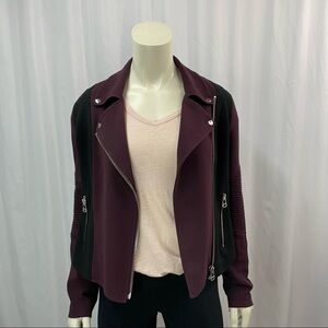Aritzia Wilfred Moto Jacket In Black And Plum Size 6